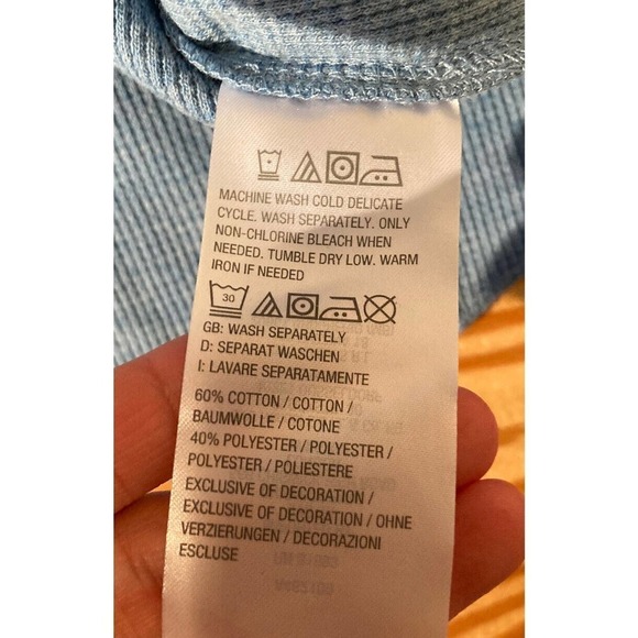 NEW Candace Cameron Bure Long Sleeve Top Size Medium Women’s Blue Waffle Knit - Picture 4 of 8